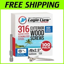 Marine Grade Stainless Steel Screws, 2.5" T25 Star, 100 Pack