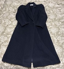 Vintage Ashley Scott 100 Wool Black Long Overcoat USA Women's L