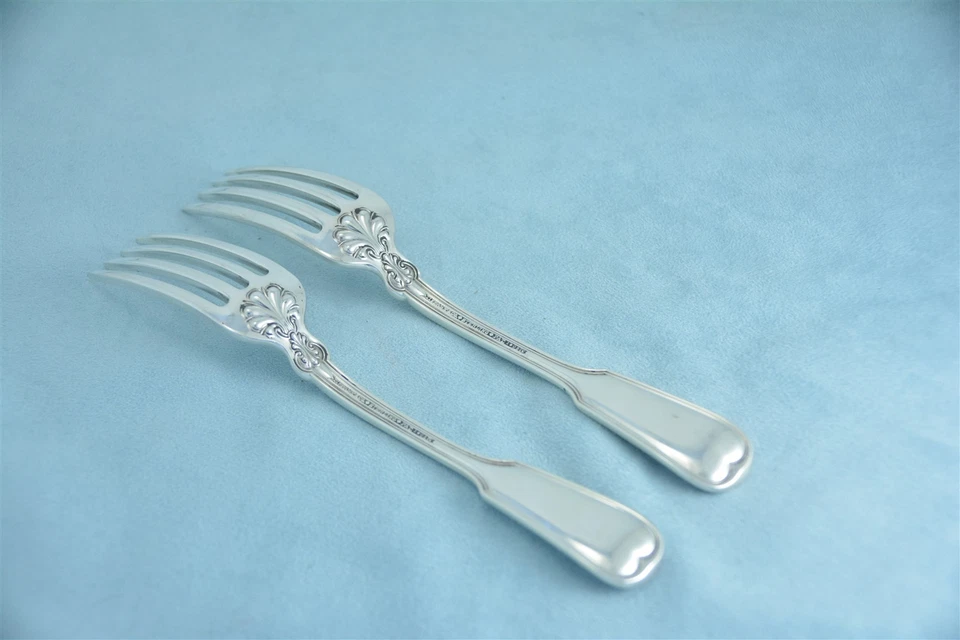 2 Tiffany & Co. Shell &Thread Sterling 6-3/4" Luncheon Dinner Fork No Mono - Image 2 of 4