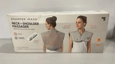SHARPER IMAGE HEATED NECK SHOULDER MASSAGER WRAP ELECTRIC POLYESTER - GRAY