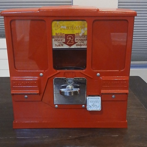 Premiere 1950's Red Gumball Machine, Coin-Operated (Insert 2 Pennies)