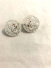VINTAGE CROWN TIFARI EARRINGS - WHITE ENAMEL - CLIP-ON