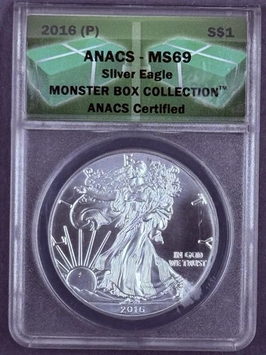 2016 (P) 1oz American Silver Eagle Coin ANACS MS69 ~ Monster Box Collection