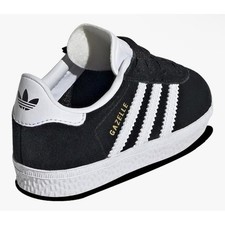 NEW kids size 10 Adidas Gazelle CF EL I black and white tennis shoes.