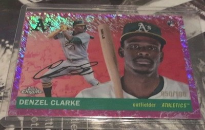 Denzel Clark 2025 Topps Chrome Platinum Anniversary Pink Shimmer Rookie /100 RC