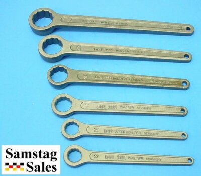 Carl Walter Germany 460 SG-SET6 Ring End Spanners Sizes 13, 14, 17, 19, 22, 24mm