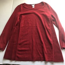 J Jill Red Tunic Long Sleeve Pullover Sweater Women  s Sz S A2956