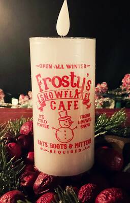 DISCOUNTED 4  LED Frosty Snowman Candle Snowman Pillar Candle Snowflake Cafe