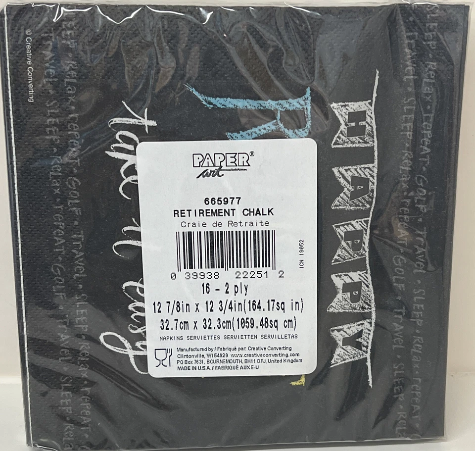 Happy Retirement Party Luncheon Napkins Retirement Chalk Pattern 16 ct. - Image 2 of 2