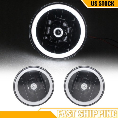 5-3/4" 5.75 Round White Halo Angel Eyes Clear Lens Projector Headlights 4PCS Set - 第 3/4 張圖片