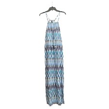Athleta Sunset Maxi Dress Women's Size S Blue Rayon Halter Sleeveless Side Slit