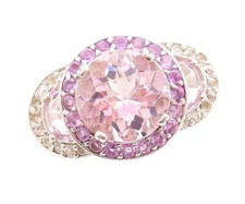 925 Sterling Silver Vintage Ring Round Cut Amethyst & Topaz  Sz 7.5  RG30082