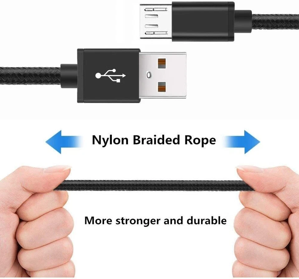 Paquete de 3 cables de carga micro USB de 3 pies 6 pies 10 pies para Samsung Android cable de carga Foto 4 de 4
