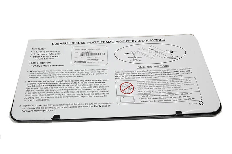 NEW OEM Subaru 2008-14 Impreza 2018-24 WRX Black License Plate Frame SOA342L125 - Image 4 of 4