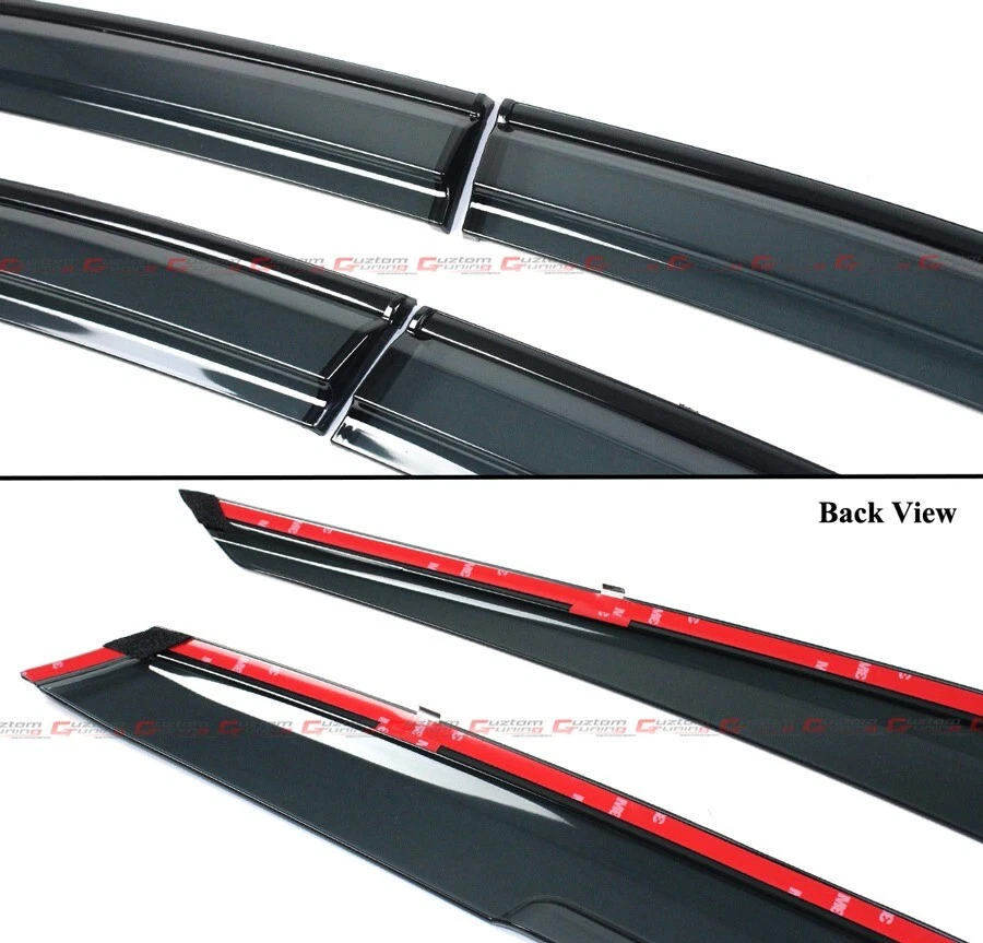 FOR 22-25 HONDA CIVIC HATCHBACK JDM BLACK TRIM WINDOW VISOR RAIN GUARD W/ CLIPS - Image 3 of 4