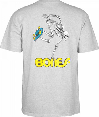 Powell Peralta BONES SKATEBOARDING SKELETON Skateboard T Shirt ASH