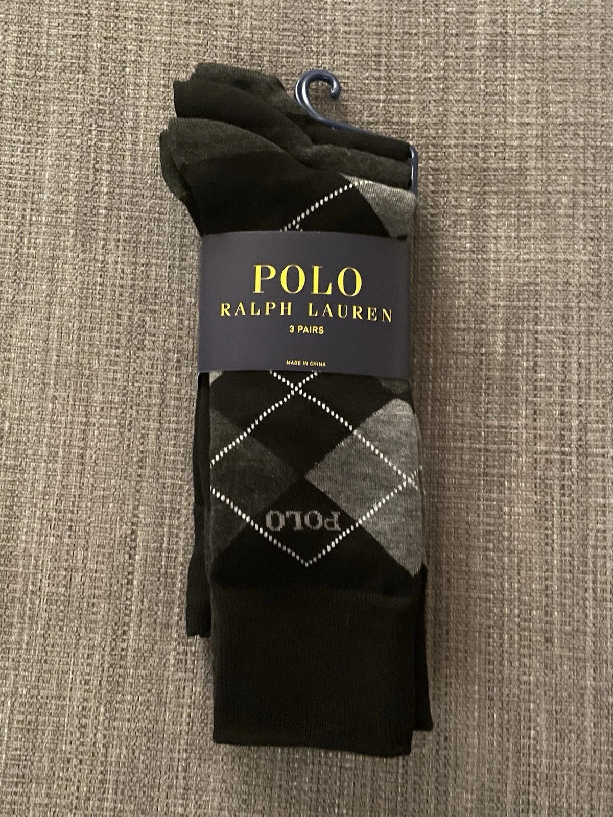 NWT 3 PAIRS RALPH LAUREN POLO MENS ANTIMICROBIAL COTTON CUSTOM FIT SOCKS ARGYLE