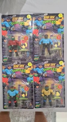 1994 TMNT Set, StarTrek Teenage Mutant Ninja Turtles Leo, Don, Raph, & Mikey NIB