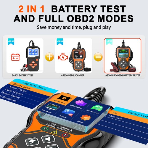 ANCEL AS200 Pro Check Engine Light Scanner OBD2 Code Reader Car Diagnostic Tool - Foto 3 di 15