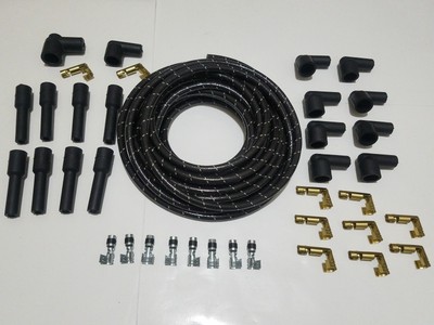 7mm DIY Universal Cloth Covered Spark Plug Wire Kit Vintage Wires v8 Black Red