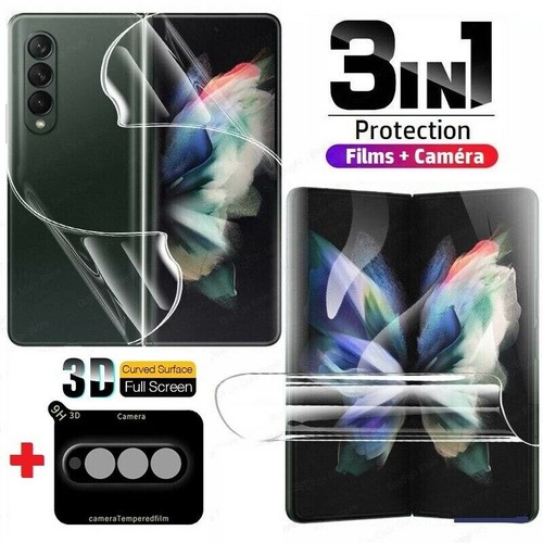 3 IN 1 - Folie Hydrogel + 3D Schutz Kamera Für Samsung Galaxy Z Fold 5 4 3 - Bild 1 von 13