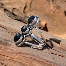 Black Onyx Natural Gemstone 925 Sterling Silver Shining Look Ring Girl's Jewelry