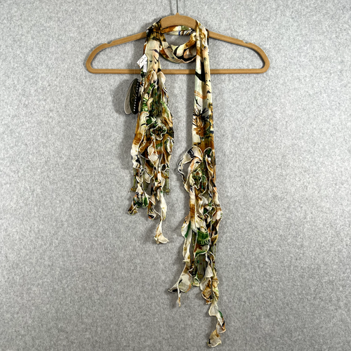 Mary Frances My Tie Bird Song Beaded & Floral Scarf With Fringe Multicolor NWT - Picture 16 of 20