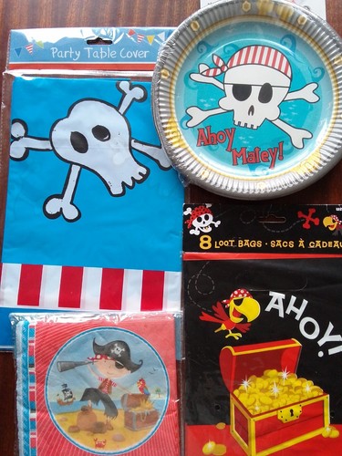 Pacchetto festa di compleanno pirata per 8 piatti decorazioni tovaglioli - Foto 2 di 4