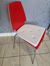 8 Red Wood And Chrome dining chairs (IKEA Velmar) in good condition