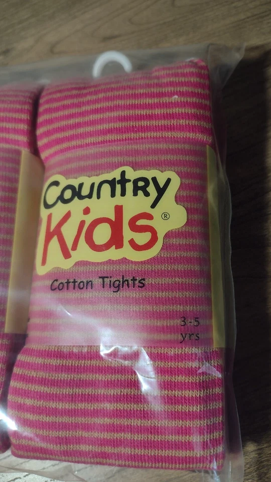 3 pack Lot Girl’s Country Kids Hot Pink Stripes Cotton Tights 3-5 Years  - Image 2 of 4