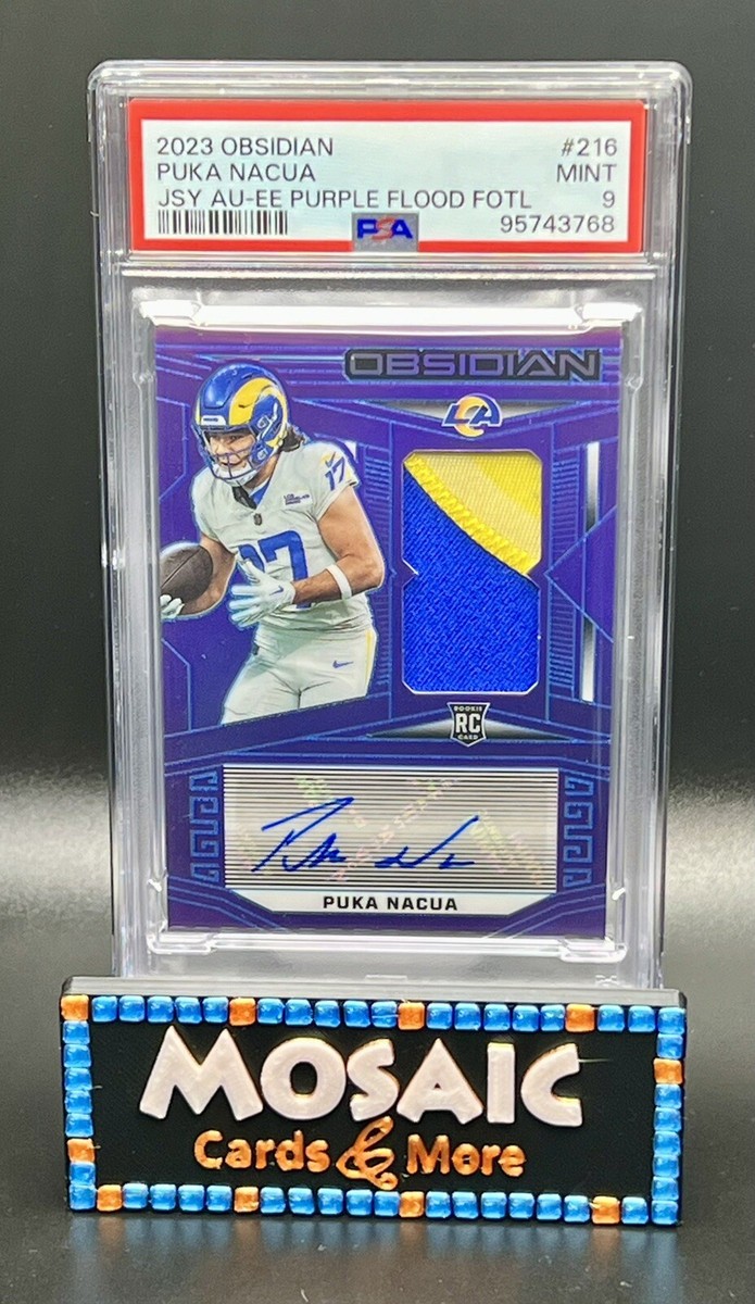 2023 PSA 9 Panini Obsidian Puka Nacua FOTL Purple Flood Autograph