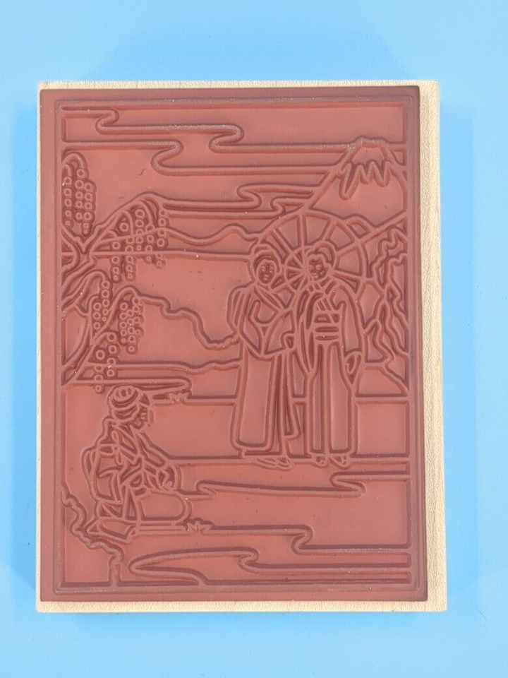 Judikins Asian Ladies in Garden Rubber Stamp Water Trees Women