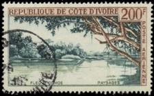 IVORY COAST C24 - View of Comoe River "Airmail" (pb42545)