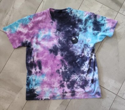 Stussy tie dye Skateboards T Shirt blue Grey purple Skate white