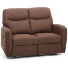 Divano Due Posti Reclinabile Manuale Marrone da Salotto con Poggiapiedi Relax