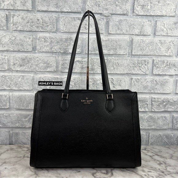Kate Spade Madison Saffiano East West Leather Laptop Tote In Black