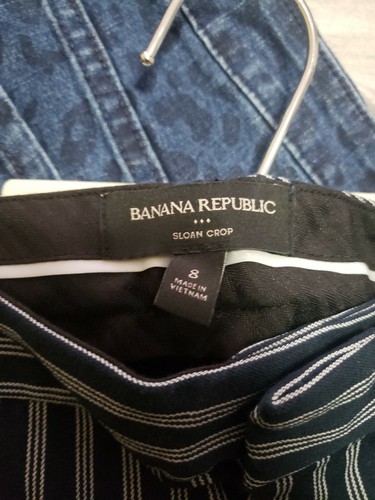 Banana Republic Factory Ankle Sloan Pants, Size 8, Preowned, Navy Pin Stripe - Picture 5 of 5