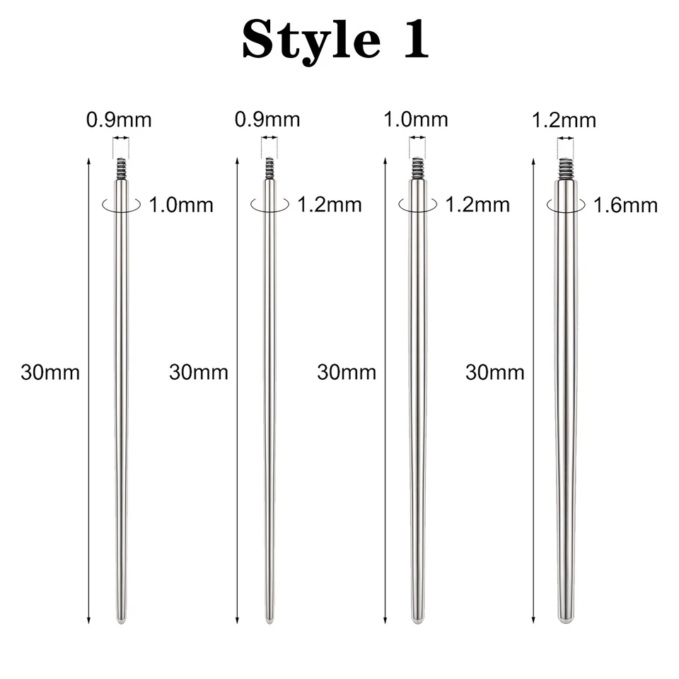 Kit de 5 agujas perforadoras roscadas/sin hilo para estiramiento de labios nariz oreja ombligo Foto 2 de 4