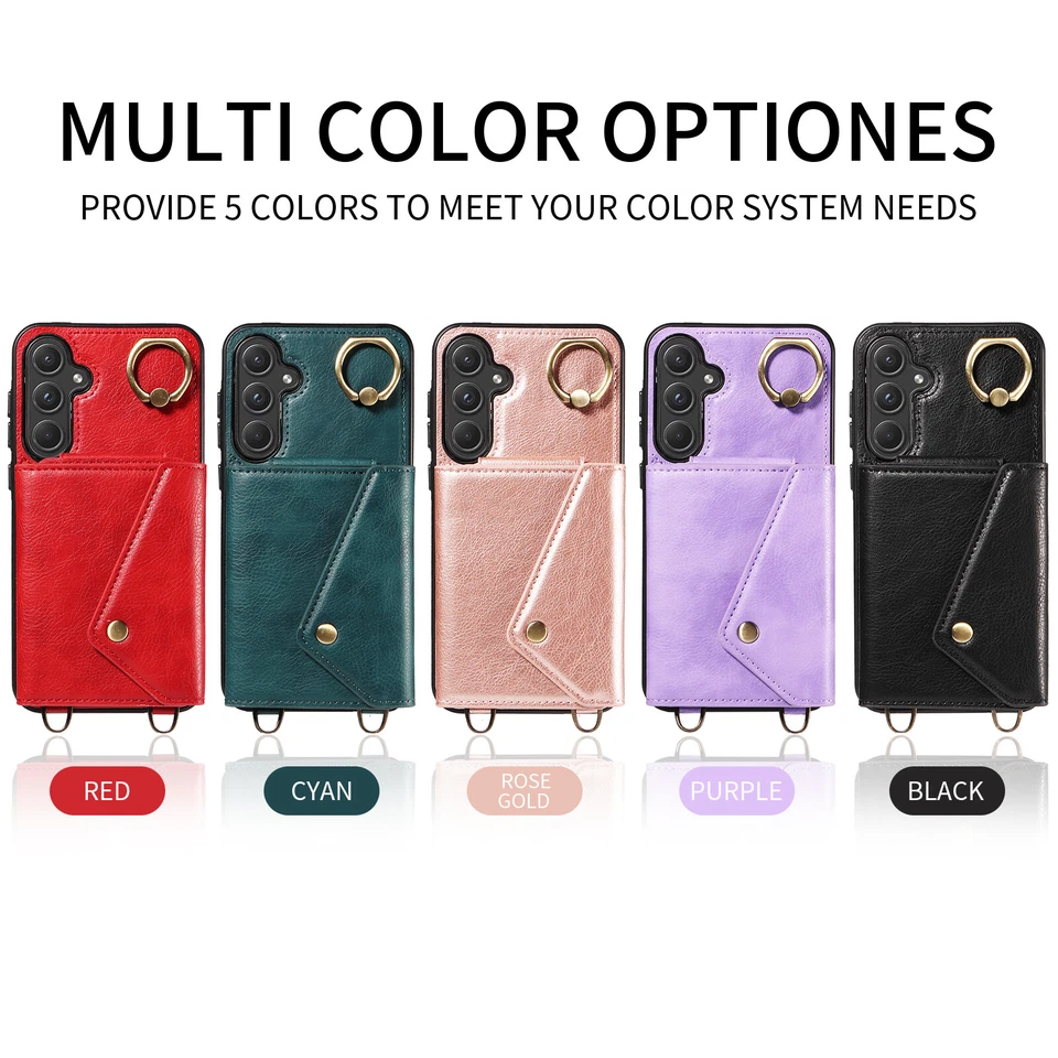 Funda de teléfono tipo billetera con cordón para Samsung Galaxy A72 A52 A25 A32 A22 A04 Foto 3 de 4