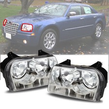 For 2005-2010 Chrysler 300 Headlights Chrome Left Right Halogen Factory Type