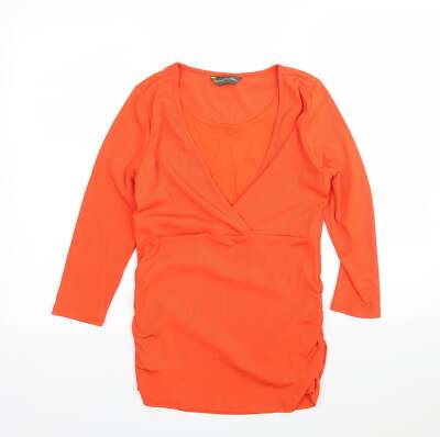 Blühende wunderbare orangefarbene Damenbluse aus Polyestermischung Größe S