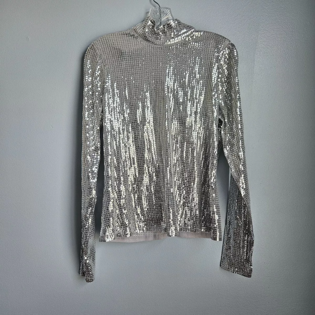 White sequin turtleneck cheap