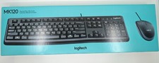 Logitech MK120 Corded USB Keyboard Mouse Desktop Combo Brand New