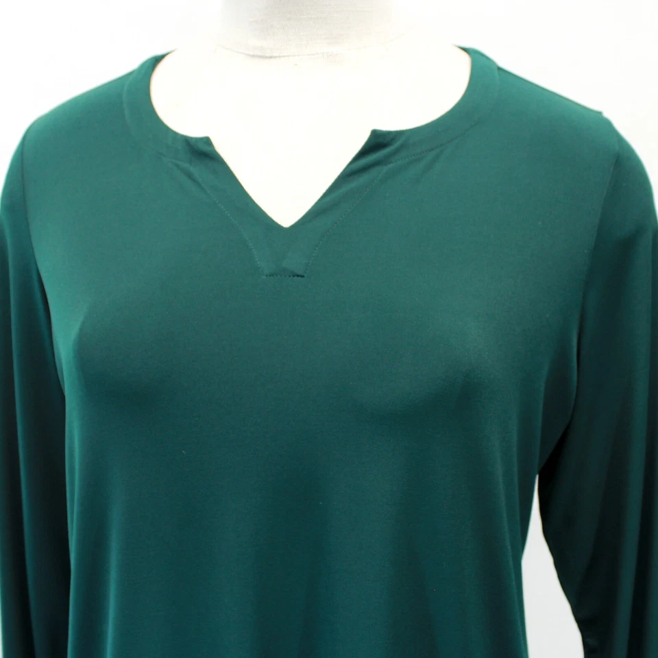 Túnica Top Susan Graver QVC Plus Verde Líquido Tejido Cuello Dividido 2X Foto 3 de 4