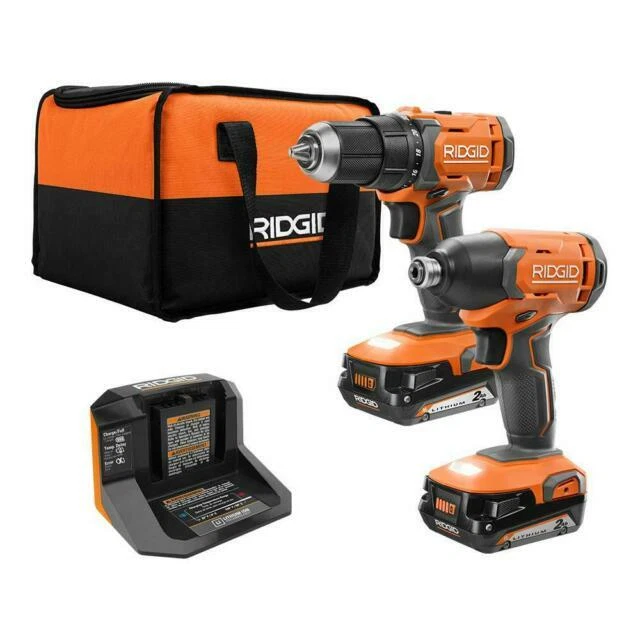Kit 2 Outils Sans Fil RIDGID 18V Subcompact Brushless, Avec Batteries - Emballage Ouvert