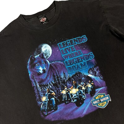 Vintage Harley Davidson Shirt Mens XL Wolf 1995 Legends Daytona Beach 90s Tee T