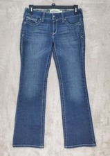 Ariat REAL Jeans Womens 29S 32x31 Whipstitch Mid Rise Boot Cut Ocean Blue