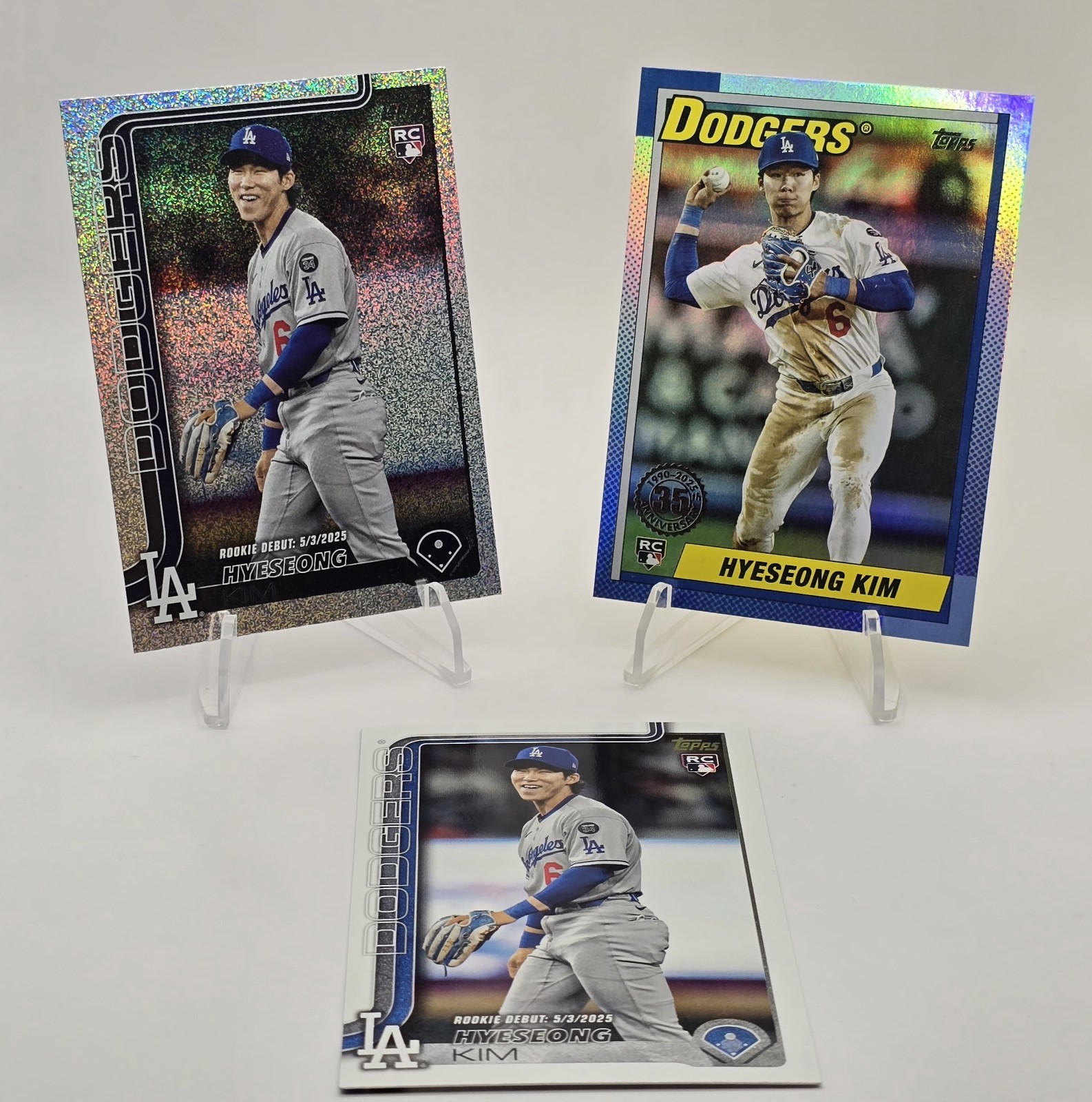 2025 Topps Update Hyeseong Kim Rookie Debut Sandglitter, RC Debut, 1990 Dodgers