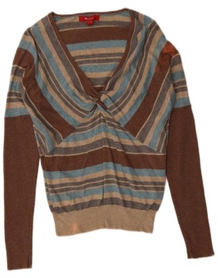 Monsoon Damen Pullover Pulli V-Ausschnitt UK 12 Medium bunt gestreift ZP26