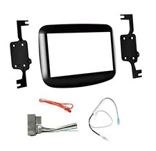 Double Din Car Stereo Install Dash Kit, Wire Harness, and AM/FM Radio Black